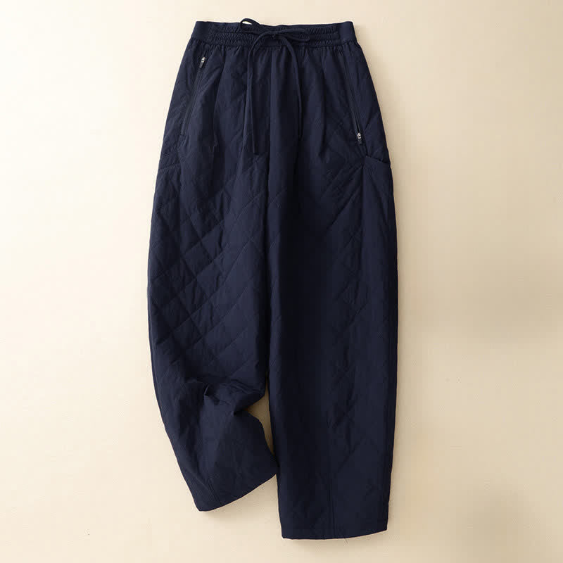 Buddha Stones Pantalon d'hiver classique décontracté à cordon de serrage géométrique et chevilles courtes, coupe droite, avec poches - Bleu nuit - US8-10, UK/AU12-14, EU40-42 (2XL) - image 0