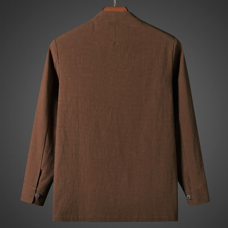 Buddha Stones Chemises à manches longues pour hommes Pankou, style Tang simple automne - image 1