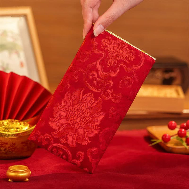 Buddha Stones Broderie Année de la Chèvre Paix et Joie Chance Nouvel An Enveloppe Rouge - image 2