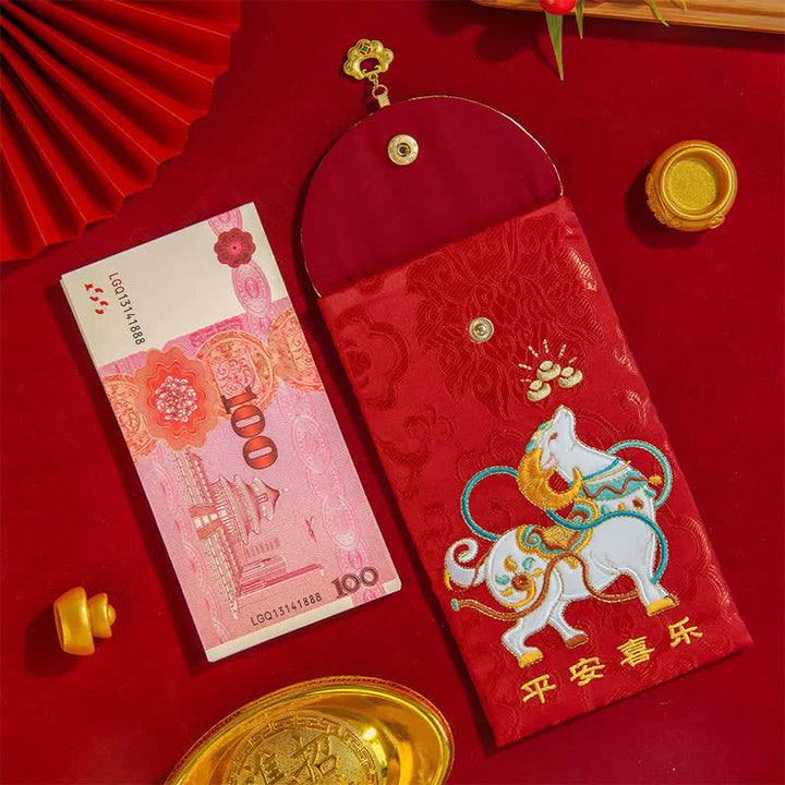 Buddha Stones Broderie Année de la Chèvre Paix et Joie Chance Nouvel An Enveloppe Rouge - image 7