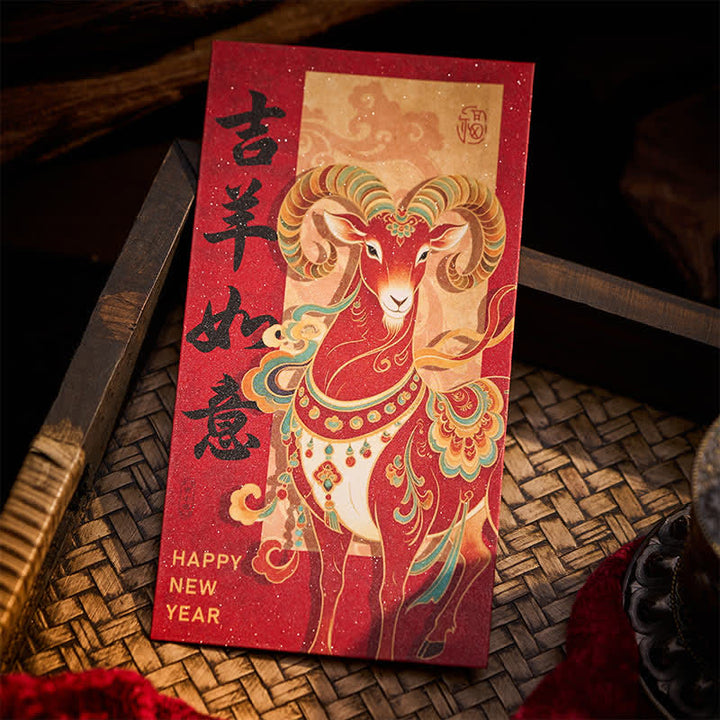 Buddha Stones Ensemble de 6 enveloppes rouges traditionnelles chinoises pour l'année de la Chèvre - image 13