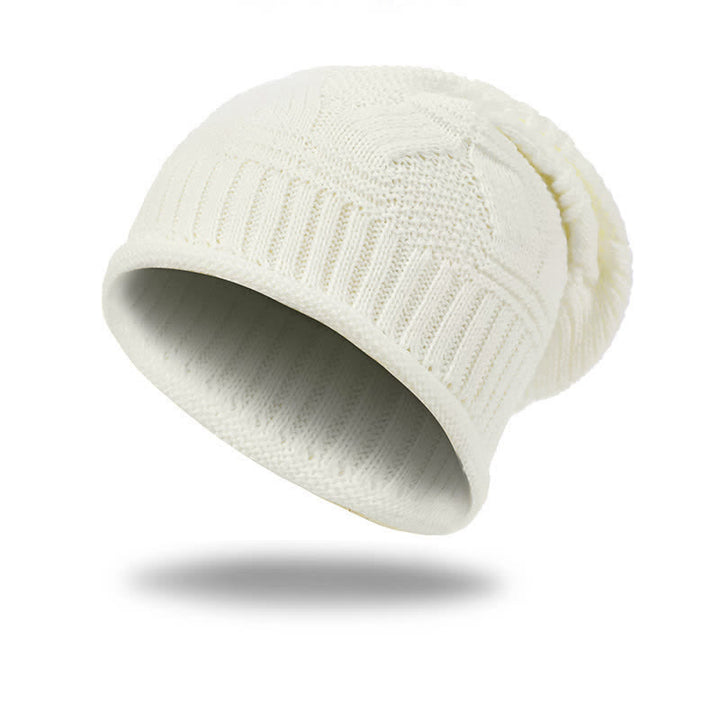 Buddha Stones Bonnet d'automne-hiver en maille côtelée douce pour femme - Ivoire - image 1