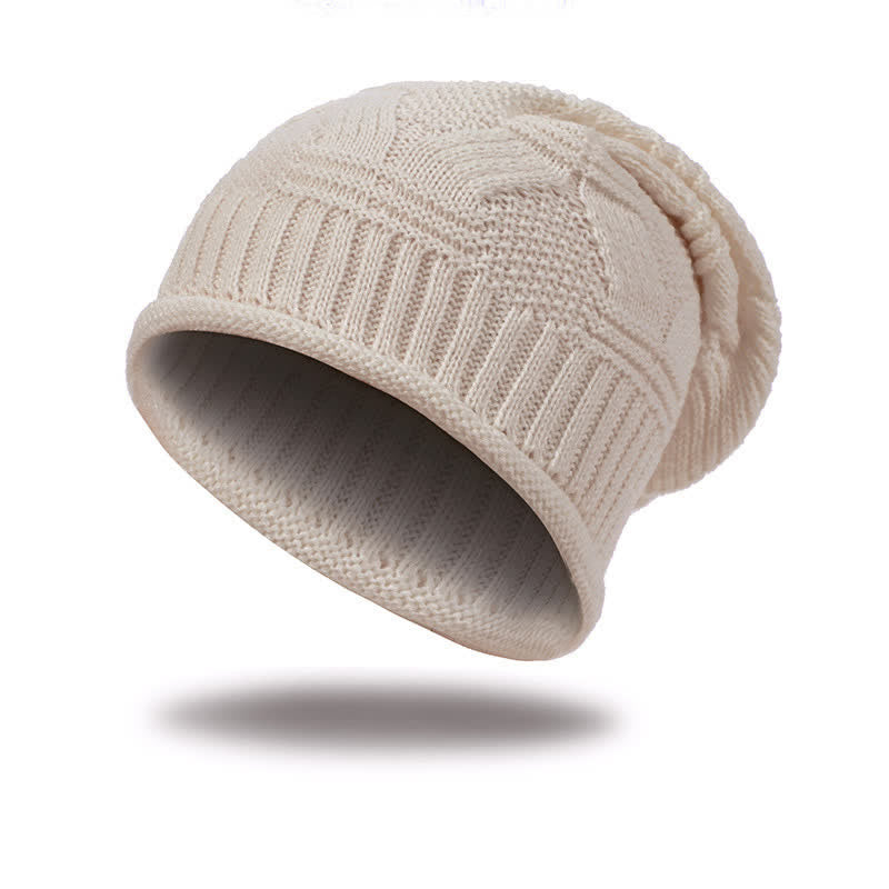 Buddha Stones Bonnet d'automne-hiver en maille côtelée douce pour femme - Beige - image 2