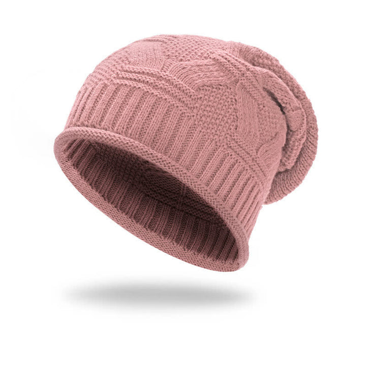 Buddha Stones Bonnet d'automne-hiver en maille côtelée douce pour femme - Rose - image 6