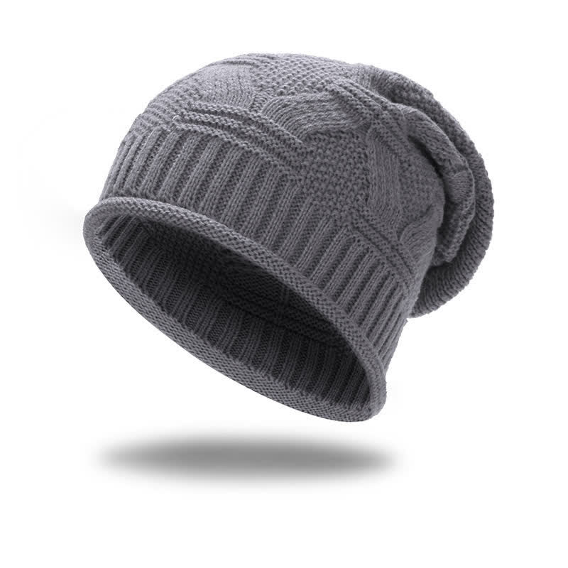 Buddha Stones Bonnet d'automne-hiver en maille côtelée douce pour femme - Gris sombre - image 5