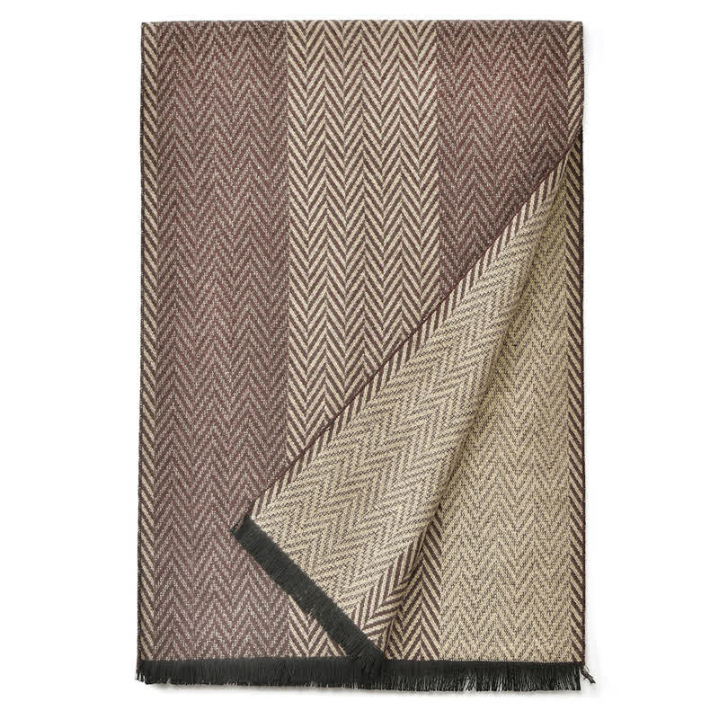 Buddha Stones Écharpe classique pour homme à pompons et motif chevrons automne-hiver - image 2