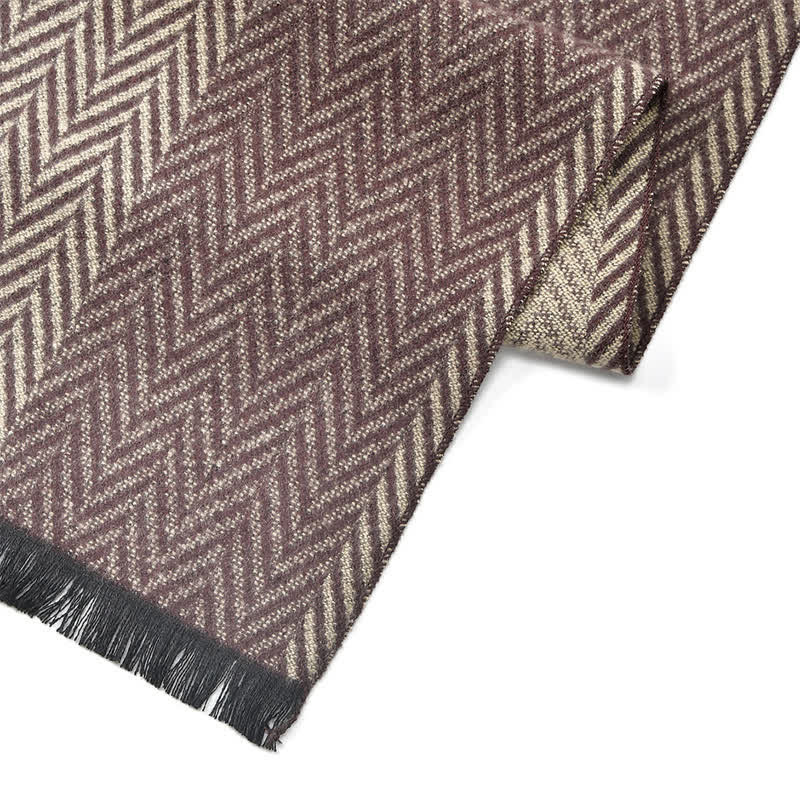 Buddha Stones Écharpe classique pour homme à pompons et motif chevrons automne-hiver - image 3