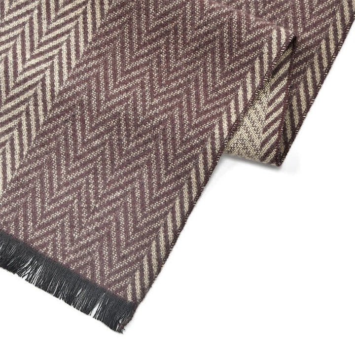 Buddha Stones Écharpe classique pour homme à pompons et motif chevrons automne-hiver - image 3