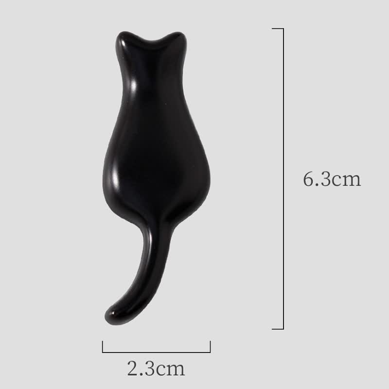 Buddha Stones Porte-baguettes de table en céramique, peint à la main, en forme de chat mignon - Chat noir (environ 6,3 cm × 2,3 cm × 0,9 cm) - image 3