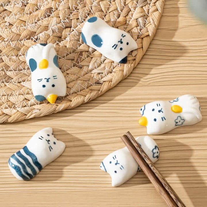 Buddha Stones Porte-baguettes en céramique Purety, peint à la main, en forme de chat - image 0