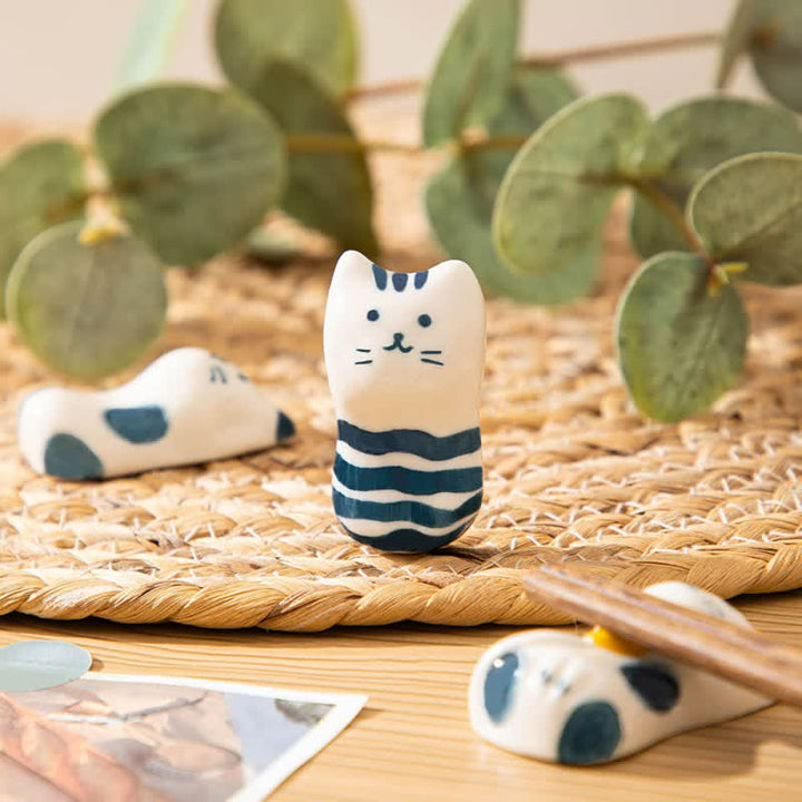 Buddha Stones Porte-baguettes en céramique Purety, peint à la main, en forme de chat - image 6