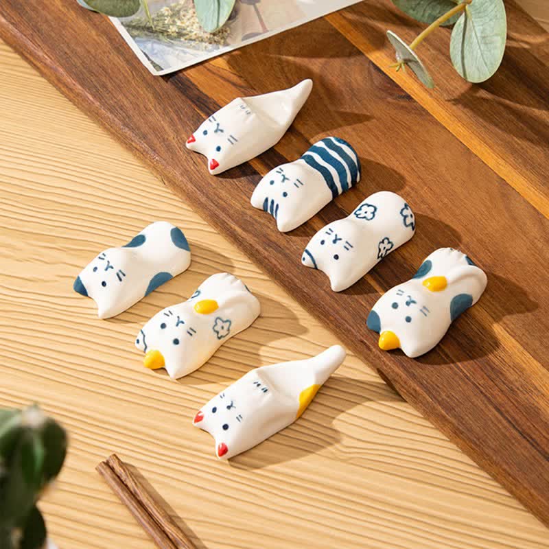 Buddha Stones Porte-baguettes en céramique Purety, peint à la main, en forme de chat - image 14