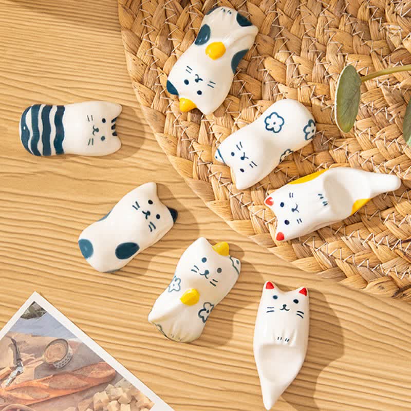 Buddha Stones Porte-baguettes en céramique Purety, peint à la main, en forme de chat - image 13