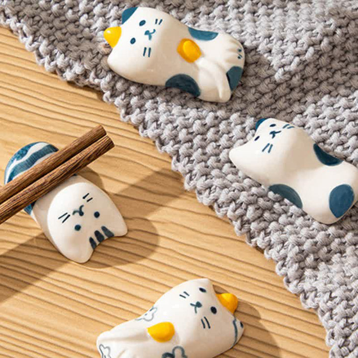 Buddha Stones Porte-baguettes en céramique Purety, peint à la main, en forme de chat - image 15