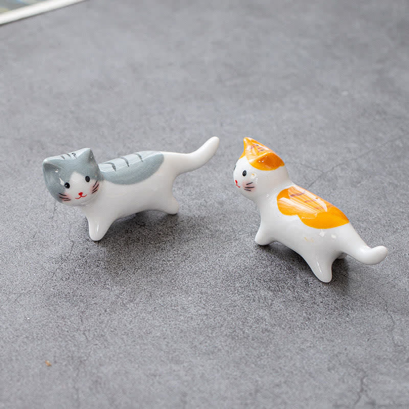 Buddha Stones Porte-baguettes de table en céramique émaillée en forme de chat - image 8