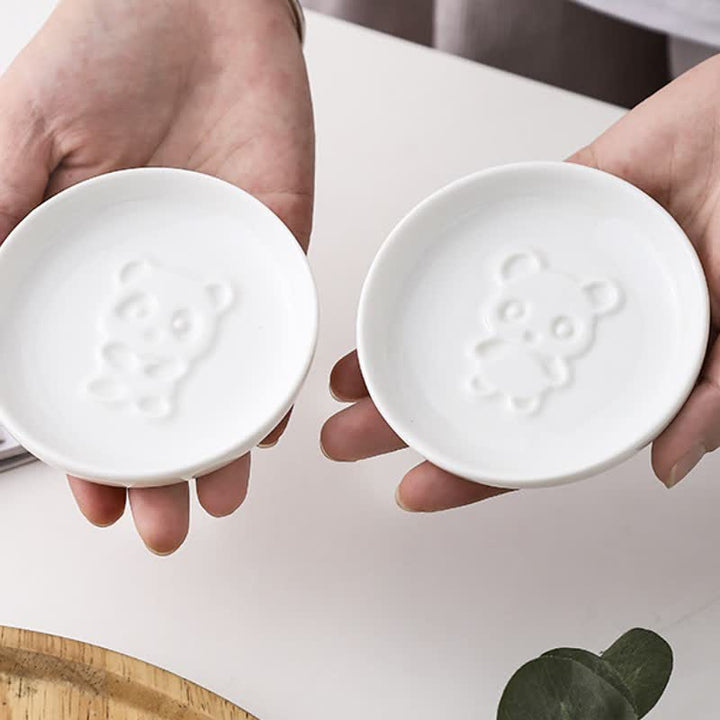 Buddha Stones Mini coupelle à sauce en céramique blanche avec motif panda - image 10