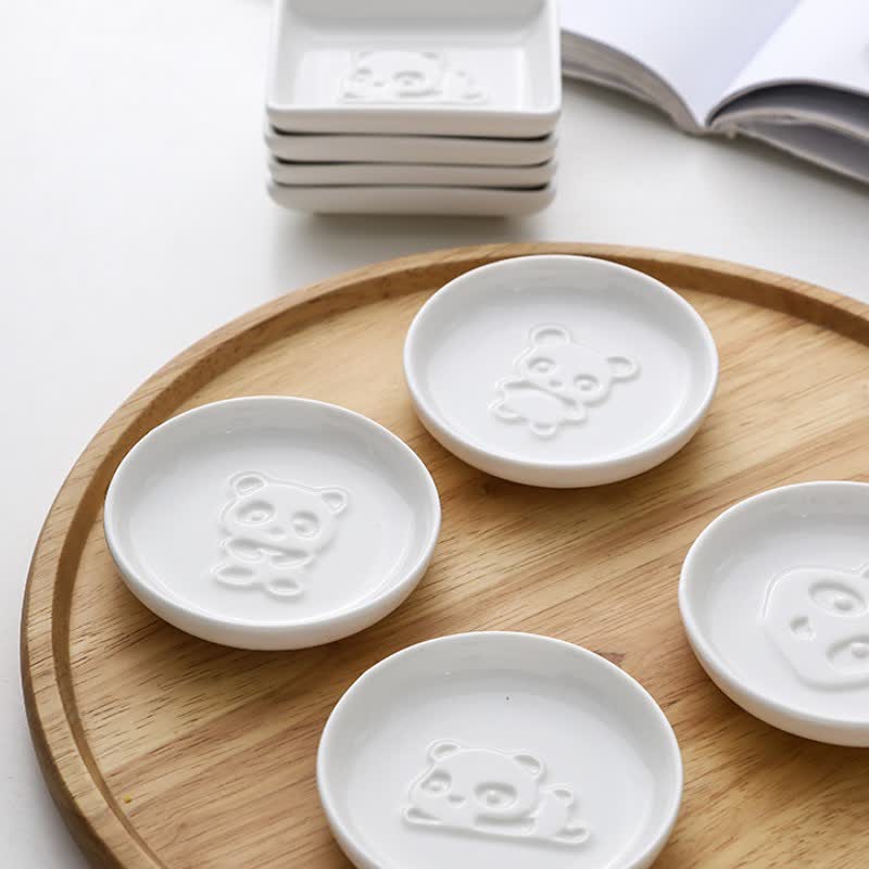 Buddha Stones Mini coupelle à sauce en céramique blanche avec motif panda - image 13