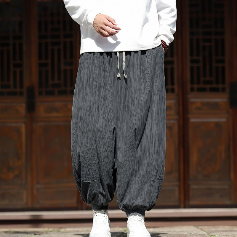 Buddha Stones Pantalon harem homme en velours côtelé, coupe bohème décontractée automne-hiver, avec cordon de serrage et poches. - image 16