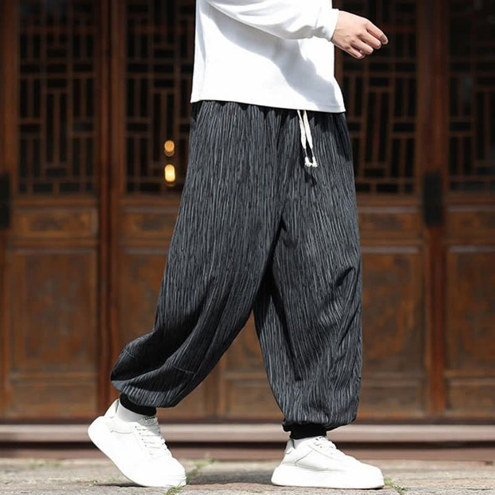Buddha Stones Pantalon harem homme en velours côtelé, coupe bohème décontractée automne-hiver, avec cordon de serrage et poches. - image 23