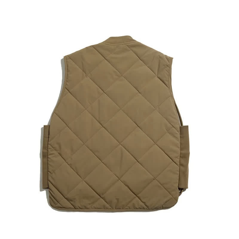 Buddha Stones Débardeur matelassé d'hiver décontracté pour homme, avec fermeture éclair et poches - image 1