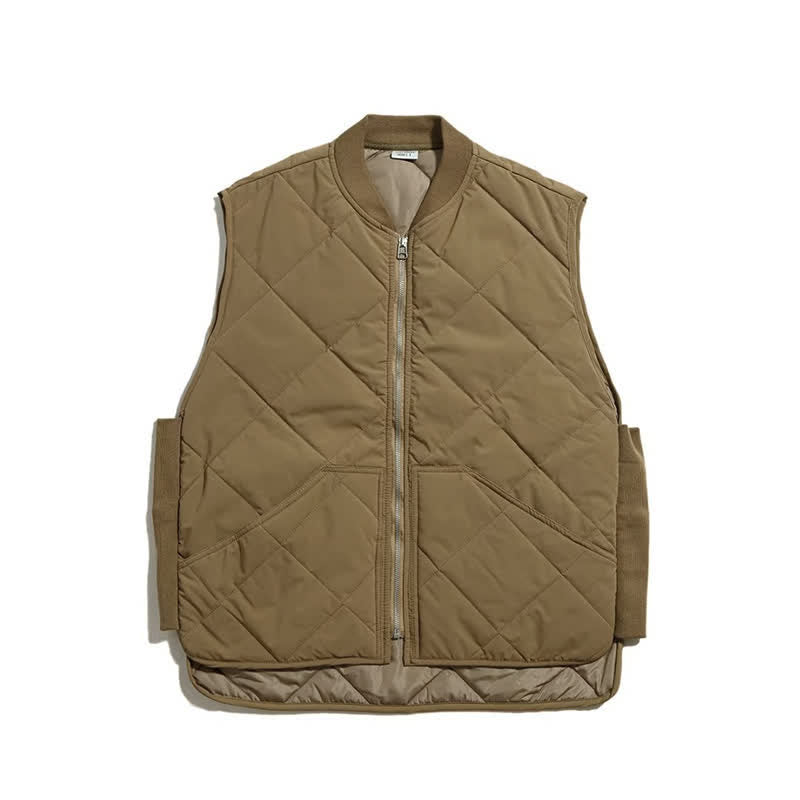 Buddha Stones Débardeur matelassé d'hiver décontracté pour homme, avec fermeture éclair et poches - Tanné - US/UK/AU40, EU50 (2XL) - image 0