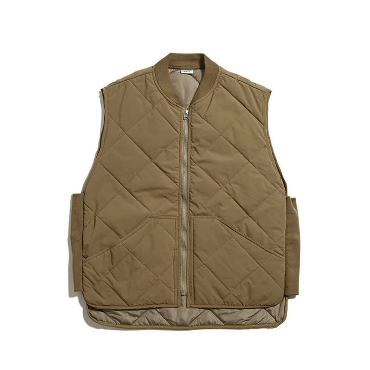 Buddha Stones Débardeur matelassé d'hiver décontracté pour homme, avec fermeture éclair et poches - Tanné - US/UK/AU40, EU50 (2XL) - image 0
