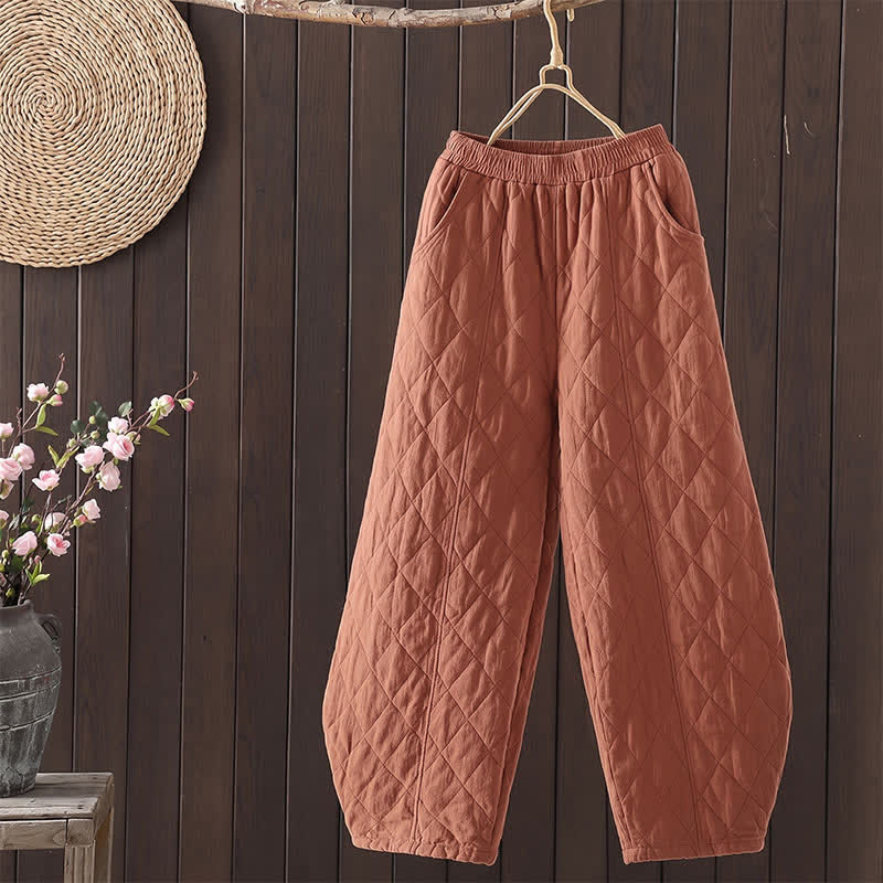 Buddha Stones Pantalon harem femme automne-hiver décontracté à cordon de serrage et à motif géométrique, avec poches - Chocolat - US8-10, UK/AU12-14, EU40-42 (2XL) - image 0