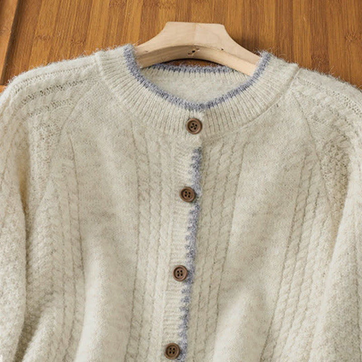 Buddha Stones Cardigan en maille de coton uni pour femme, style vintage décontracté automne-hiver - image 9