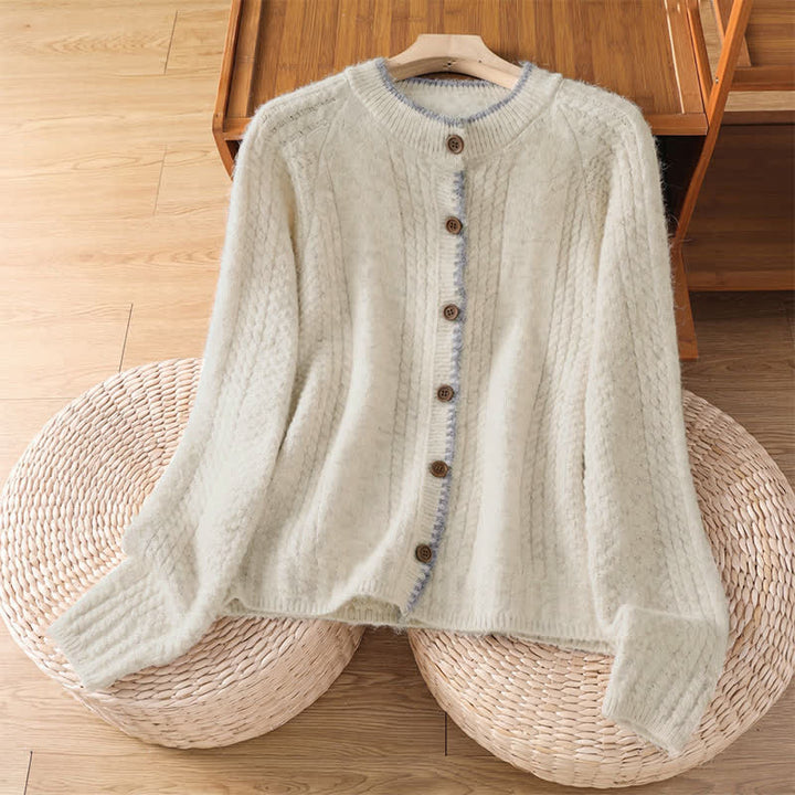 Buddha Stones Cardigan en maille de coton uni pour femme, style vintage décontracté automne-hiver - Beige - US4-6, UK/AU8-10, EU36-38 (F) - image 7
