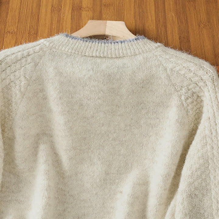 Buddha Stones Cardigan en maille de coton uni pour femme, style vintage décontracté automne-hiver - image 10