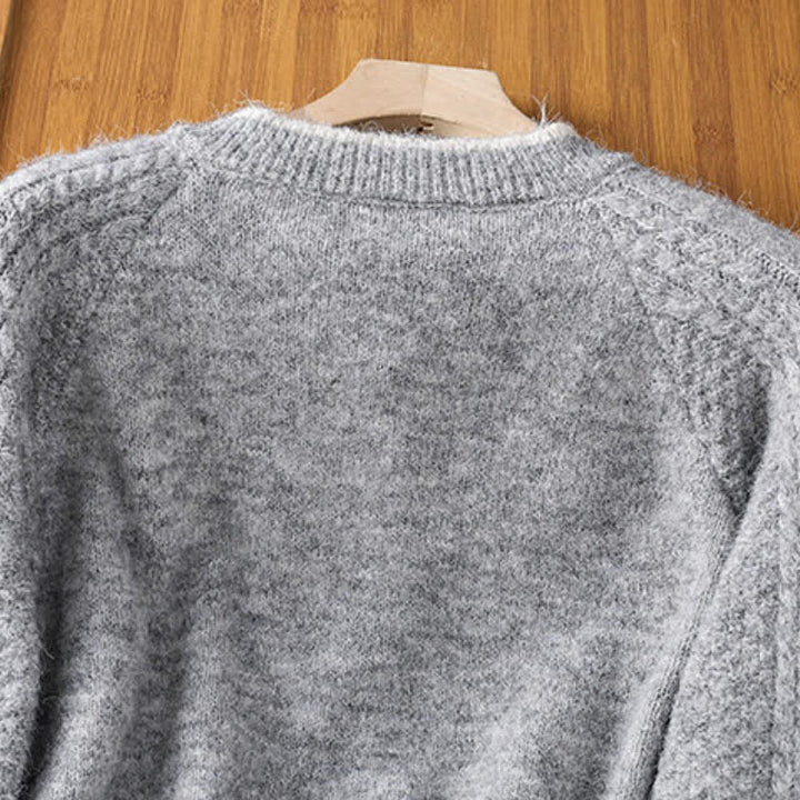 Buddha Stones Cardigan en maille de coton uni pour femme, style vintage décontracté automne-hiver - image 3