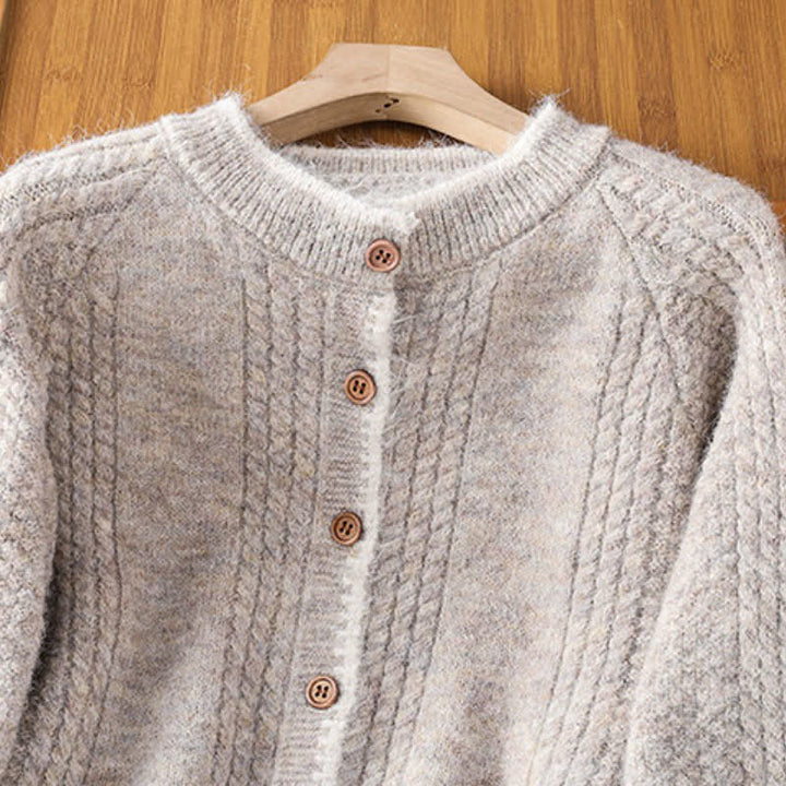 Buddha Stones Cardigan en maille de coton uni pour femme, style vintage décontracté automne-hiver - image 16