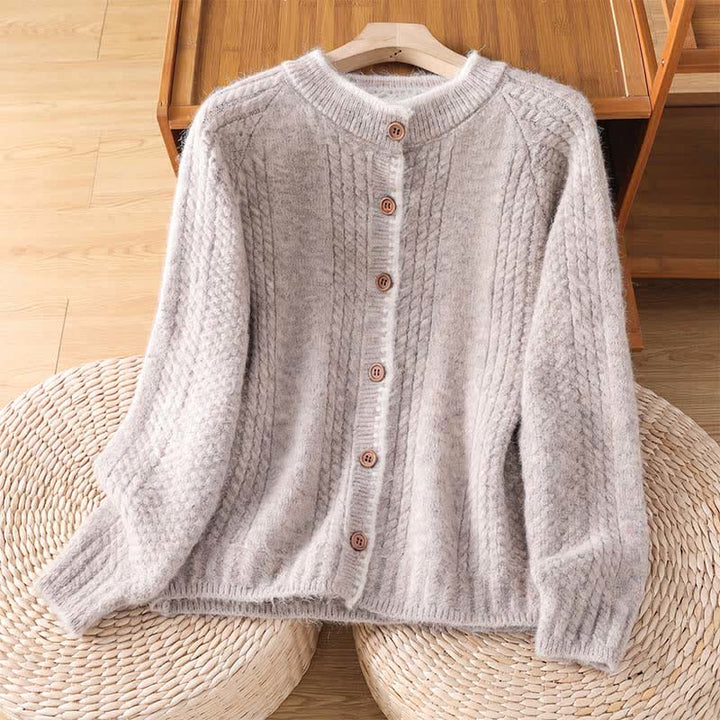 Buddha Stones Cardigan en maille de coton uni pour femme, style vintage décontracté automne-hiver - Lin - US4-6, UK/AU8-10, EU36-38 (F) - image 14