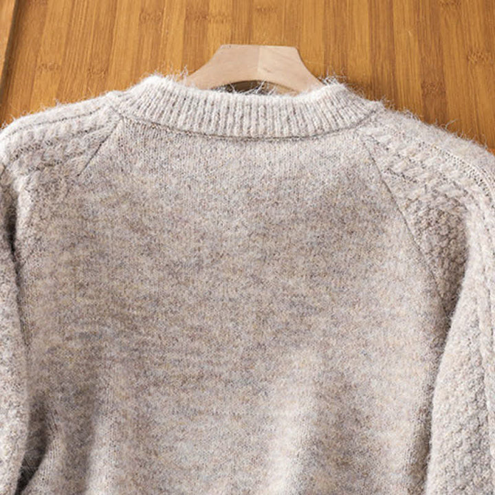 Buddha Stones Cardigan en maille de coton uni pour femme, style vintage décontracté automne-hiver - image 17