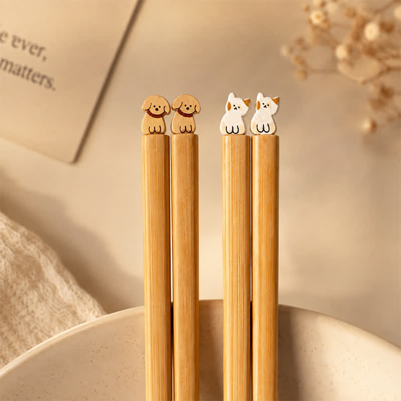 Buddha Stones Baguettes en bois de bambou style japonais pour chiot, chien et chat - image 1