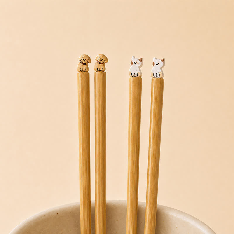 Buddha Stones Baguettes en bois de bambou style japonais pour chiot, chien et chat - image 9