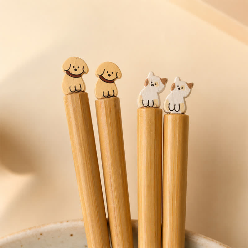 Buddha Stones Baguettes en bois de bambou style japonais pour chiot, chien et chat - image 0