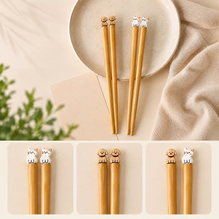 Buddha Stones Baguettes en bois de bambou style japonais pour chiot, chien et chat - image 12