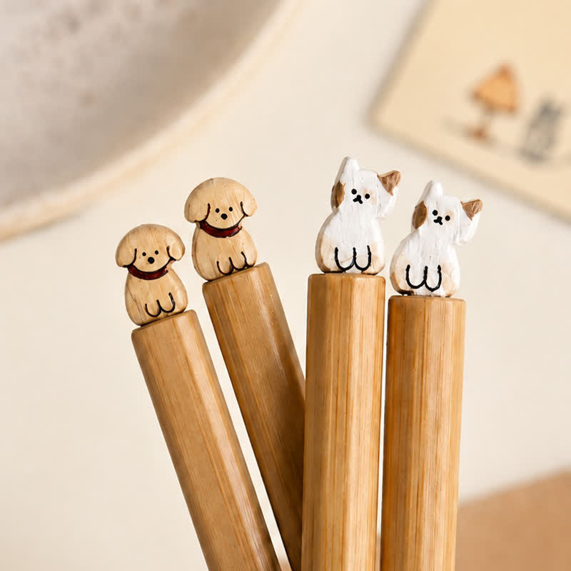 Buddha Stones Baguettes en bois de bambou style japonais pour chiot, chien et chat - image 10