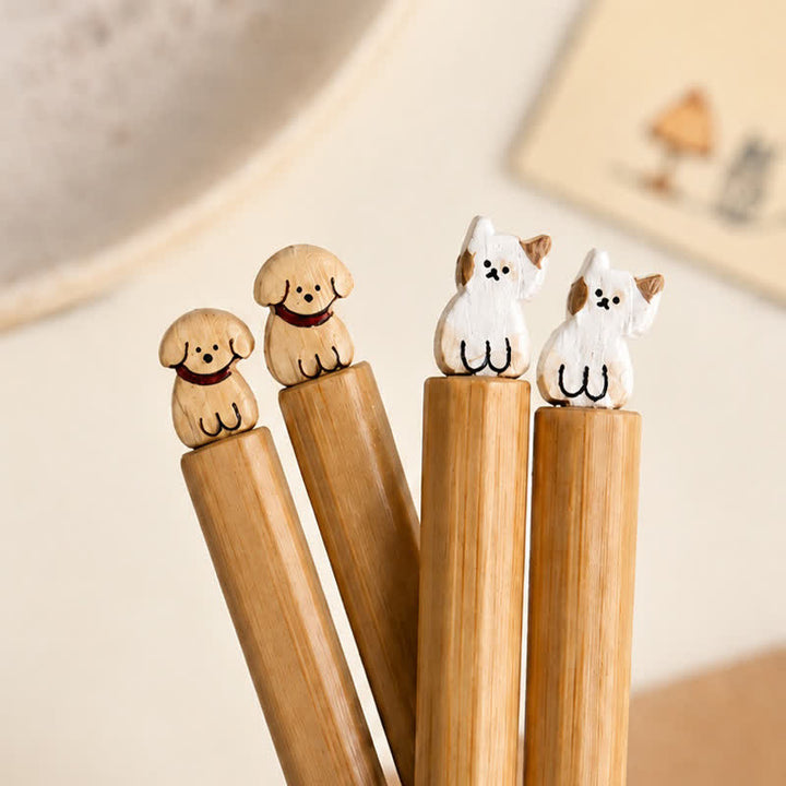 Buddha Stones Baguettes en bois de bambou style japonais pour chiot, chien et chat - image 10