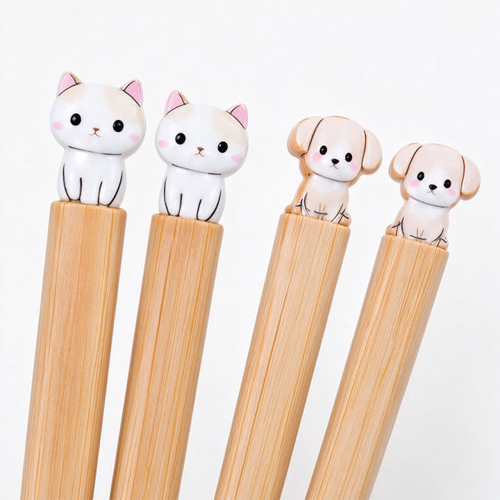 Buddha Stones Baguettes en bois de bambou style japonais pour chiot, chien et chat - Baguettes en bois pour chiens et chats - Lot de 2 paires (une pièce de chaque motif) - image 25