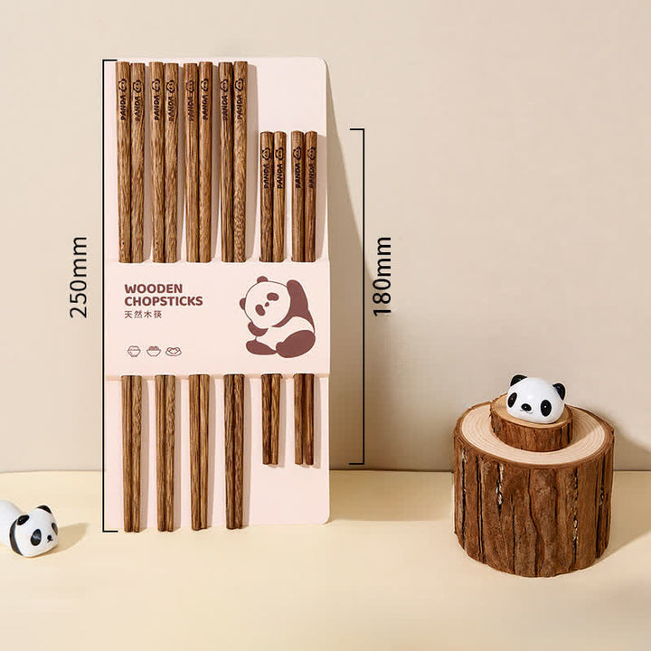 Buddha Stones Baguettes Panda en bois de wengé et de santal rouge, ensemble familial - 6 paires/paquet de baguettes en bois de wengé (4 adultes + 2 enfants) - image 17
