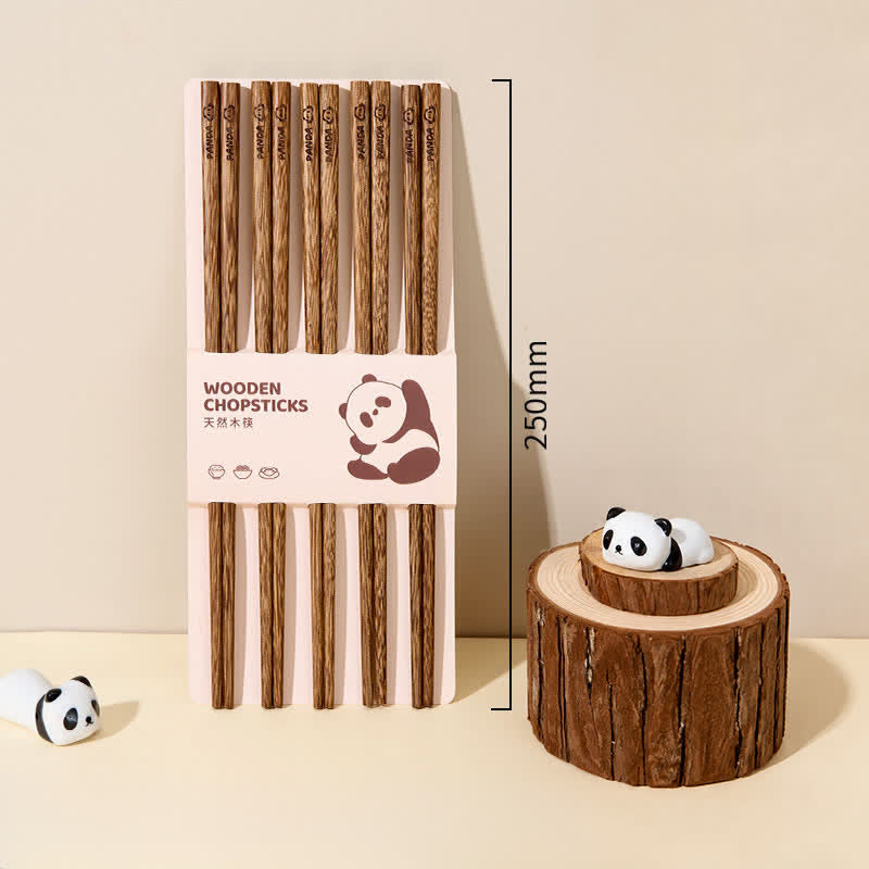 Buddha Stones Baguettes Panda en bois de wengé et de santal rouge, ensemble familial - 5 paires/paquet de baguettes en bois de wengé - image 12