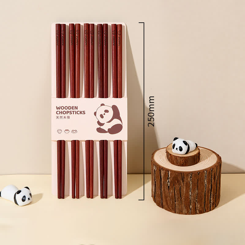 Buddha Stones Baguettes Panda en bois de wengé et de santal rouge, ensemble familial - 5 paires/paquet de baguettes en bois de santal rouge - image 10