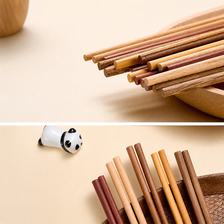 Buddha Stones Baguettes Panda en bois de wengé et de santal rouge, ensemble familial - image 8