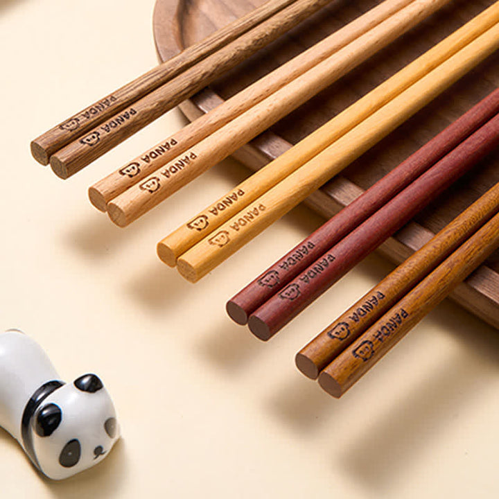 Buddha Stones Baguettes Panda en bois de wengé et de santal rouge, ensemble familial - image 0