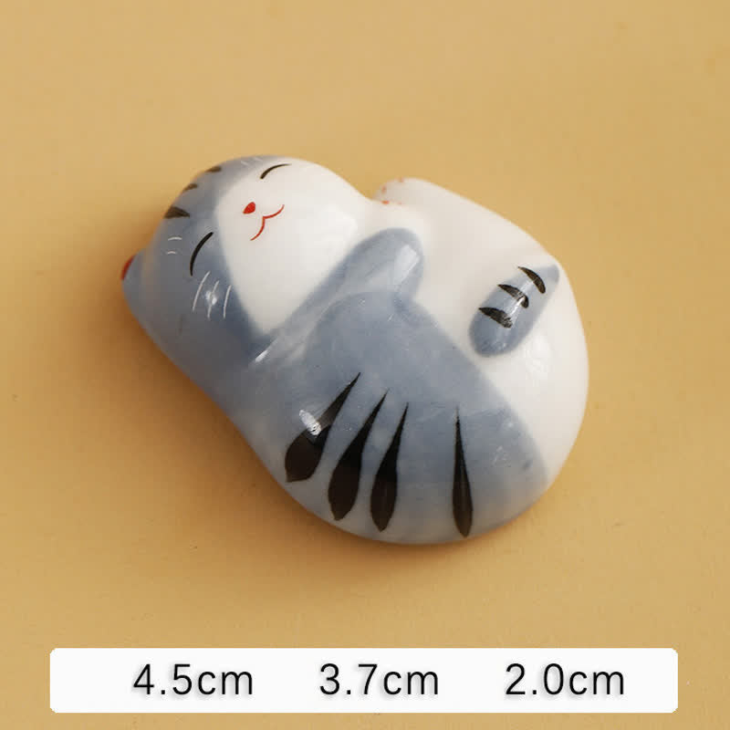 Buddha Stones Petit porte-baguettes de table en céramique en forme de chat porte-bonheur - Petit chat bleu, environ 4,5 × 3,7 × 2,0 cm - image 17