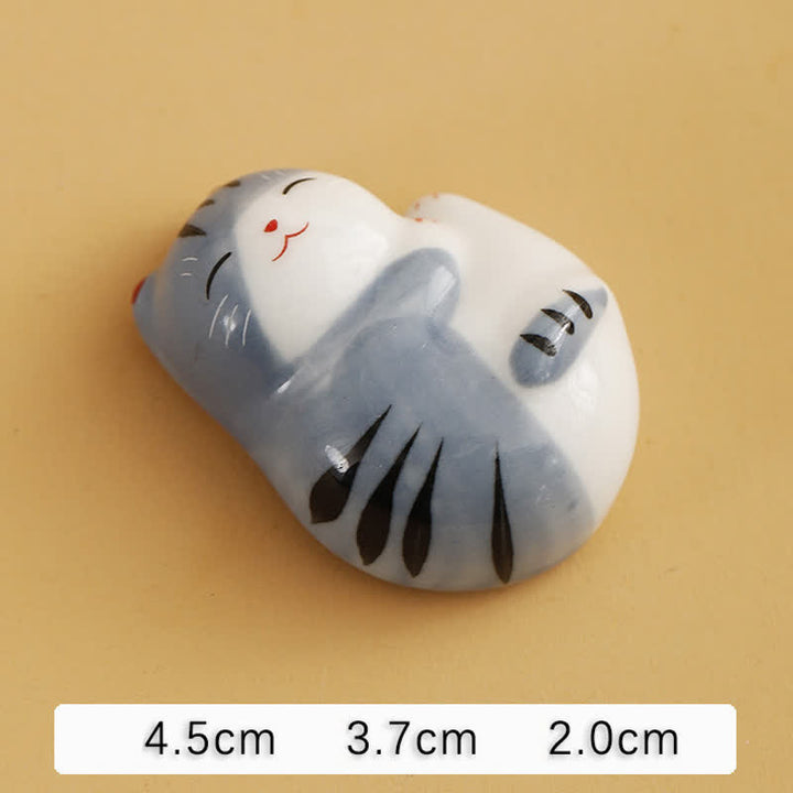 Buddha Stones Petit porte-baguettes de table en céramique en forme de chat porte-bonheur - Petit chat bleu, environ 4,5 × 3,7 × 2,0 cm - image 17