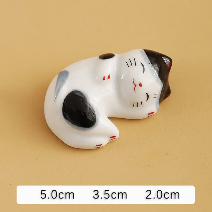 Buddha Stones Petit porte-baguettes de table en céramique en forme de chat porte-bonheur - Petit chat noir, environ 5,0 × 3,5 × 2,0 cm - image 19