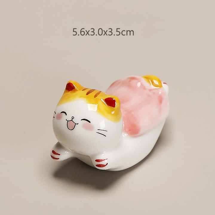 Buddha Stones Petit porte-baguettes de table en céramique en forme de chat porte-bonheur - Chat volant, environ 5,6 × 3,0 × 3,5 cm - image 6